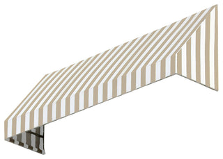 Awntech 5' New Yorker Acrylic Fabric Fixed Awning, Linen/White Stripe