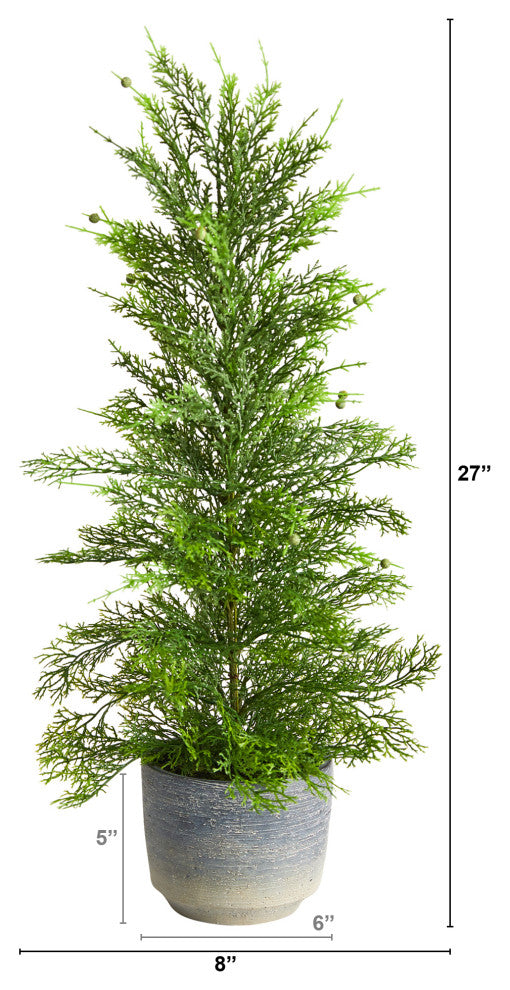 Nearly Natural T3377 27" Californian Cedar Artificial Tree in Decorative Planter