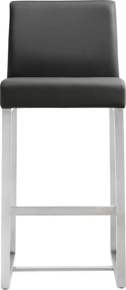 Denmark Grey Stainless Steel Counter Stool (Set of 2) - Grey