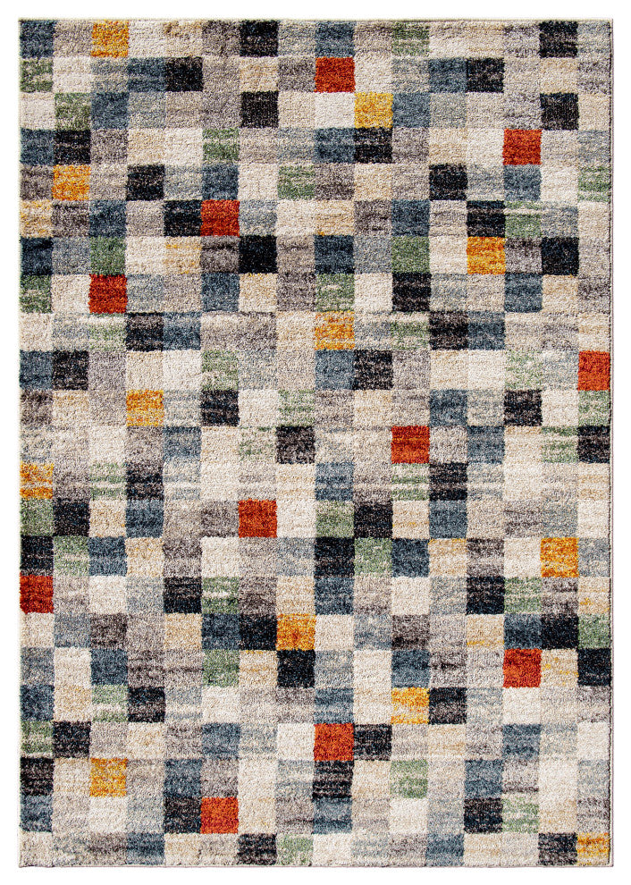 Orian Gemstone Modern Quilt Multi Beige Area Rug 7'10" x 10'10"