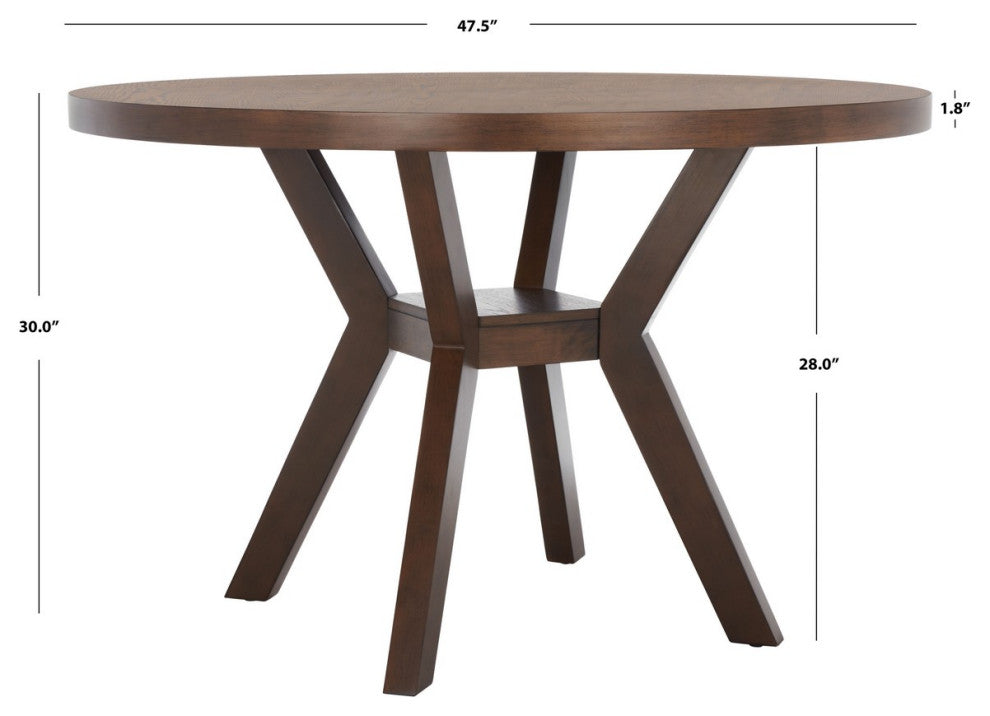 Safavieh Couture Luis Round Wood Dining Table, Medium Oak