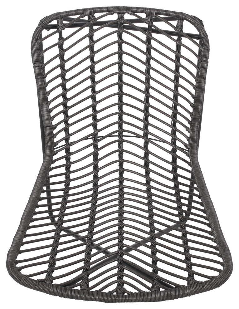 Juan Outdoor Wicker Accent Chairs, Set of 2, Gray/Black