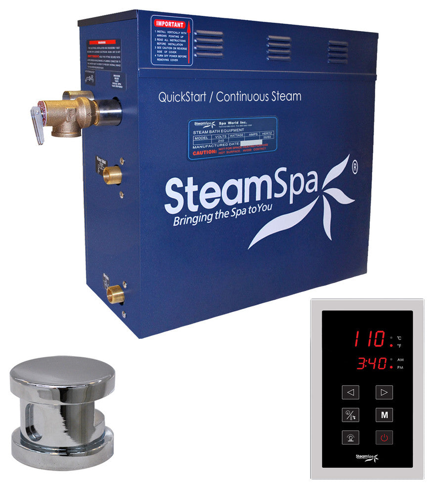SteamSpa 4.5 KW QuickStart Acu-Steam Bath Generator Package,Polished Chrome