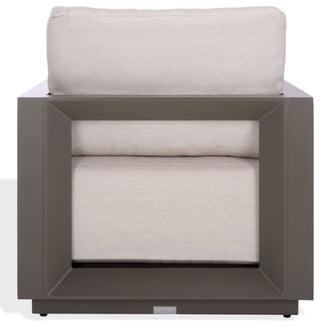 Safavieh Couture Donaldo Aluminum Outdoor Chair, Dark Grey/Beige