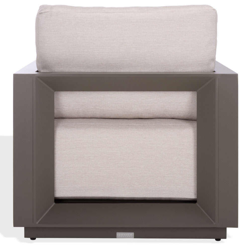 Safavieh Couture Donaldo Aluminum Outdoor Chair, Dark Grey/Beige