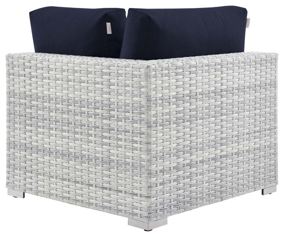 Lounge Chair, Rattan, Wicker, Gray Blue Navy, Modern, Outdoor Patio Cafe