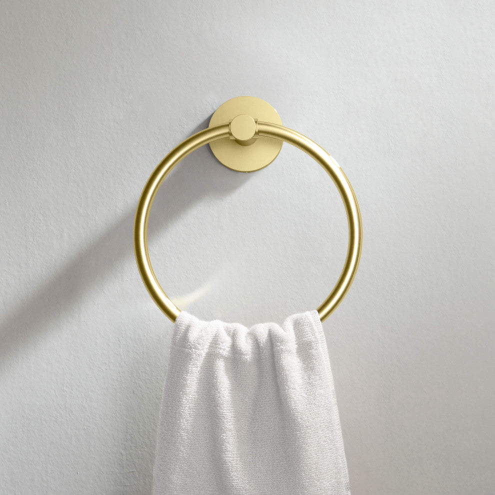 Circular 2-Piece Bathroom Hardware Set, Brushed Gold