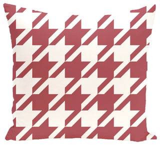 Houndstooth Geometric Print Outdoor Pillow, Brick, 20"x20"