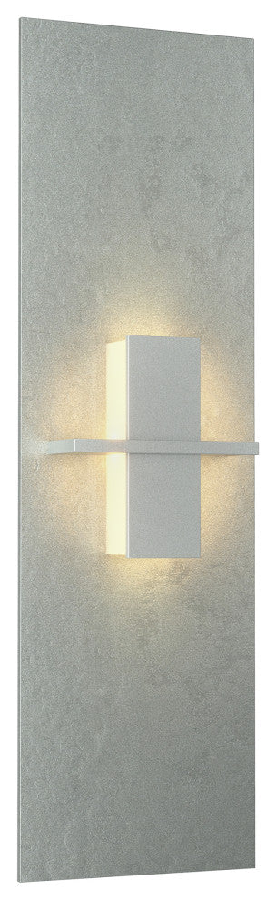 Aperture Vertical Sconce, Vintage Platinum Finish, White Art Glass