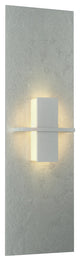Aperture Vertical Sconce, Vintage Platinum Finish, White Art Glass