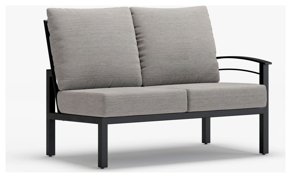 Stanford Cushion Outdoor Loveseat With Left Arm, Textured Pewter