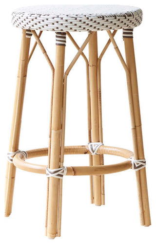 Simone Outdoor Bistro Counter Stool, White With Cappuccino Dots