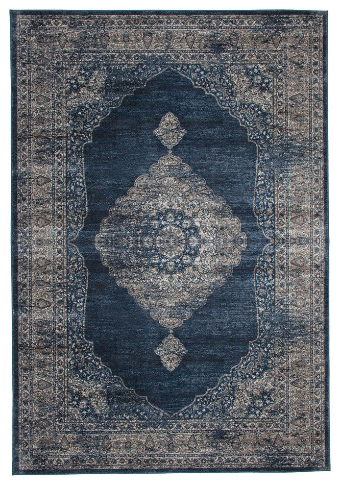 Rectangle Abacasa Sonoma Area Rug, Navy Blue/Silver, 94"x134"