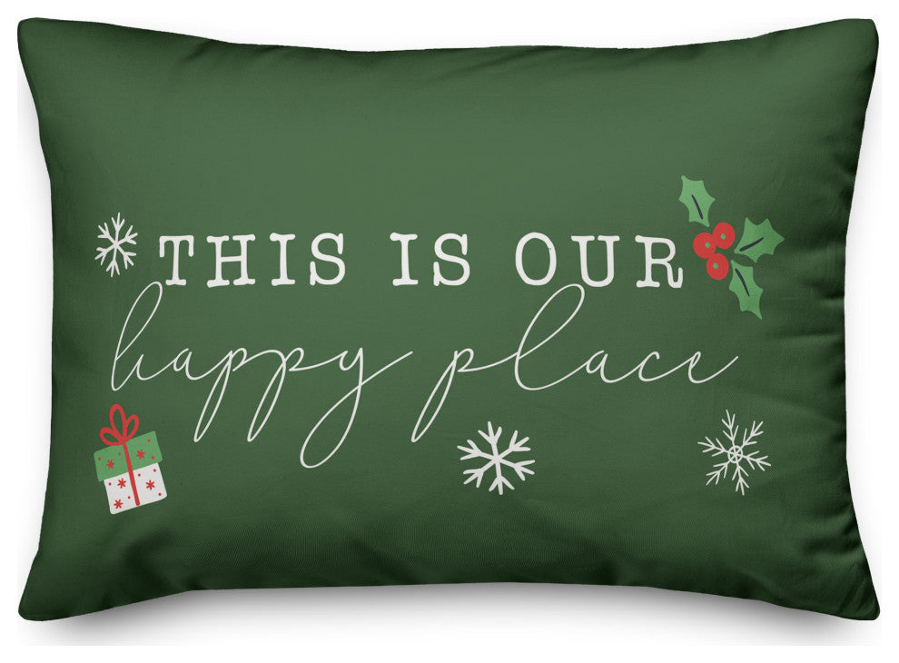Green This Is Our Happy Place 20x14 Spun Poly Pillow