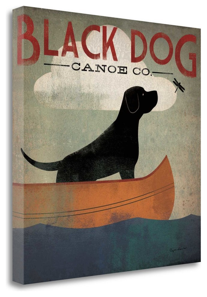 "Black Dog Canoe" By Ryan Fowler, Giclee Print on Gallery Wrap Canvas