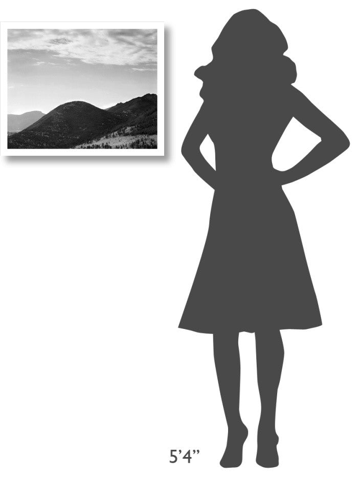 "Hill with trees, clouded sky, Rocky Mountain NP, 1941-1942" Paper Art, 24"x20"