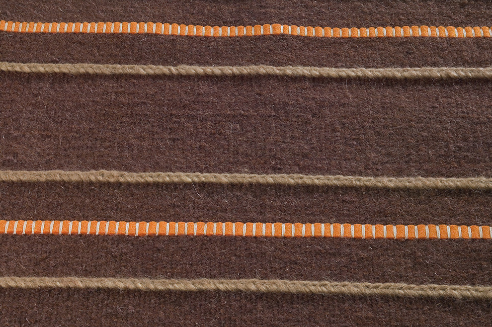 Hand Woven Brown Wool Area Rug, Brown, 6''6"x9''9"
