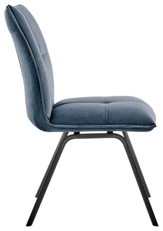 Rylee Dining Room Accent Chair in Blue Fabric and Black Finish - Set of 2