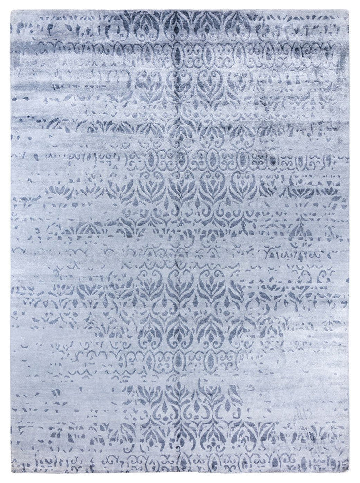 Modern, One-of-a-Kind Hand-Knotted Area Rug - Blue, 8' 10" x 12' 0"