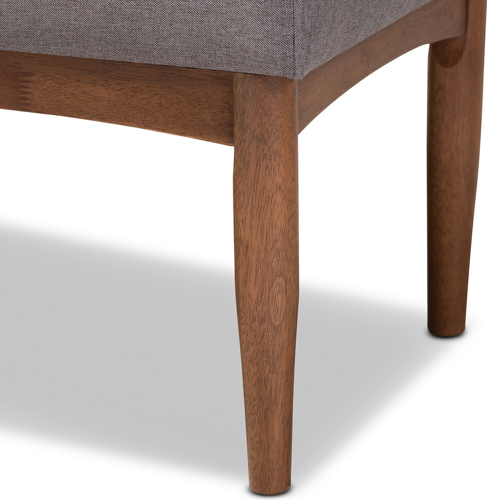 Marleen Mid-Century Modern Gray Fabric Wood Dining Bench