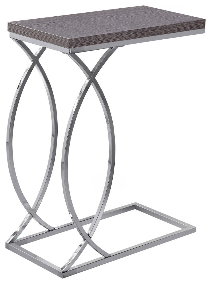 HomeRoots 18.25" x 10.25" x 25" Grey Mdf Laminate Metal Accent Table