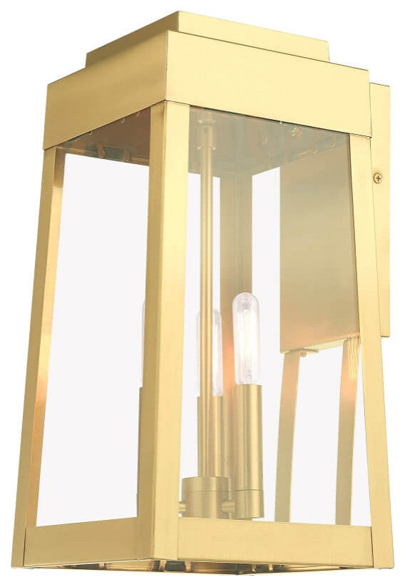 Livex Oslo 3 Light 16" Tall Satin Brass Outdoor Wall Lantern