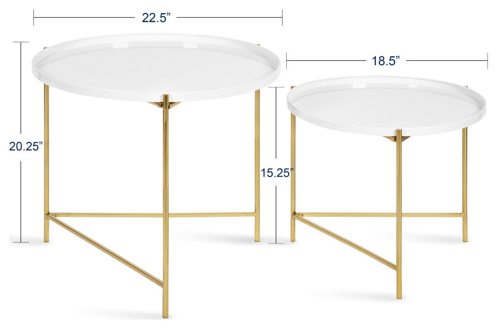 Ulani Coffee Table Set, White/Gold 2 Piece