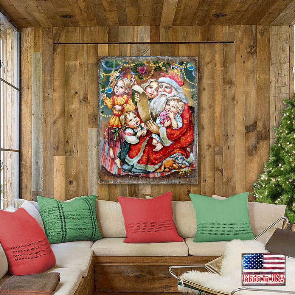 Wish List Santa Wooden Wall Art, Large 24x18