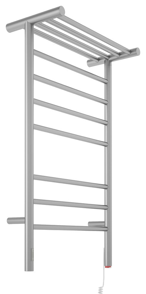 Ancona Liazzo Dual 8-Bar Brushed Towel Warmer With Shelf and On-Board Timer