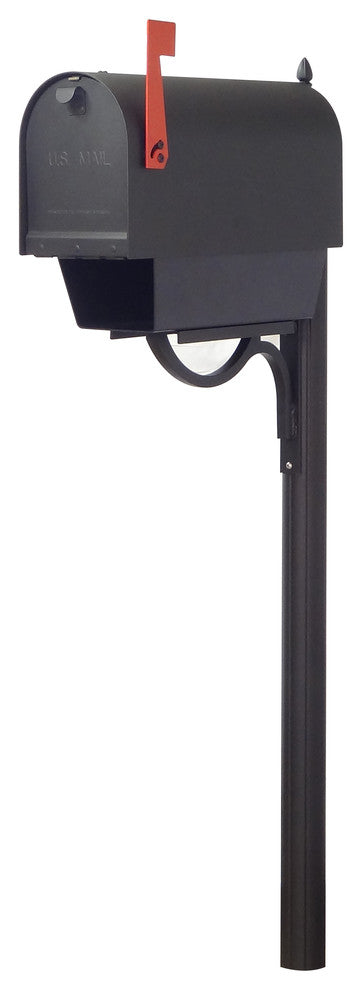 Titan Aluminum Curbside Mailbox With Paper Tube and Richland Mailbox Post