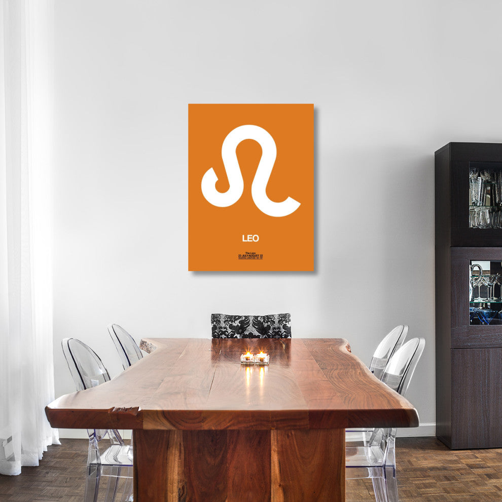 "Leo Zodiac Sign White on Orange" Fine Art Print