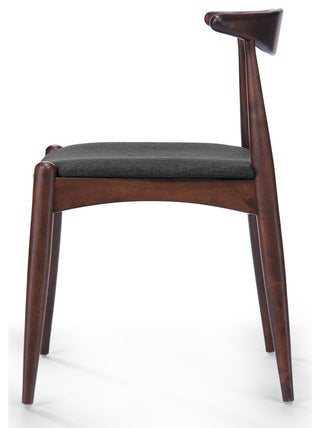 GDF Studio Sandra Mid Century Modern Dining Chairs, Set of 2, Charcoal/Walnut