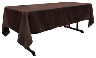 LA Linen Polyester Poplin 60"x108" Rectangular Tablecloth, Brown