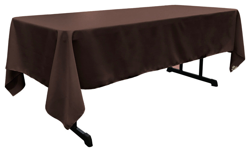 LA Linen Polyester Poplin 60"x108" Rectangular Tablecloth, Brown