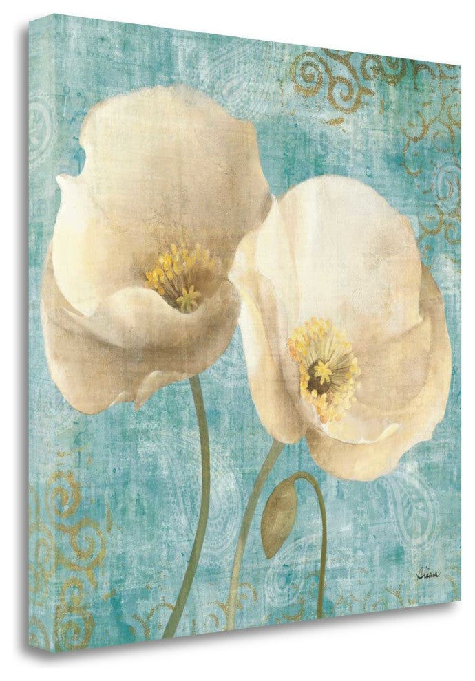 "Poppies On Paisley" By Albena Hristova, Giclee Print on Gallery Wrap Canvas