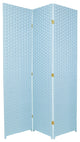 6' Tall Woven Fiber Room Divider, Special Edition, Aqua Blue, 3 Panel