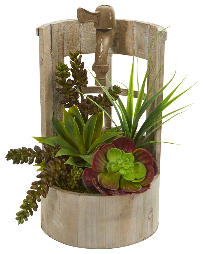 Nearly Natural Succulent Garden Artificial Plant in Decorative Planter