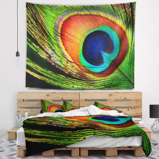 Peacock Feather Photography Wall Tapestry, 39"x32"