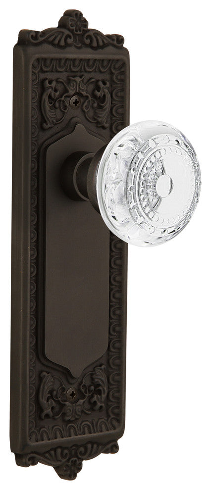 Egg and Dart Plate Passage Crystal Meadows Knob, Oil-Rubbed Bronze, 2.375"