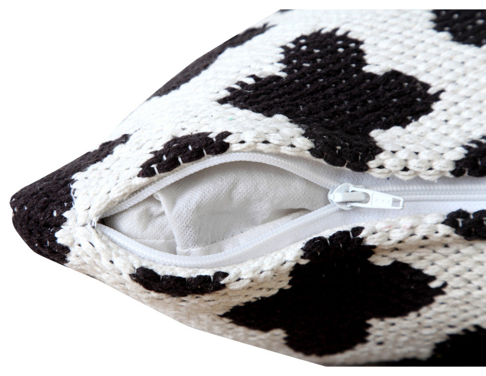 Ox Bay Machine-Made White/Black Trellis Cotton Blend Pillow Cover, 20"x20"