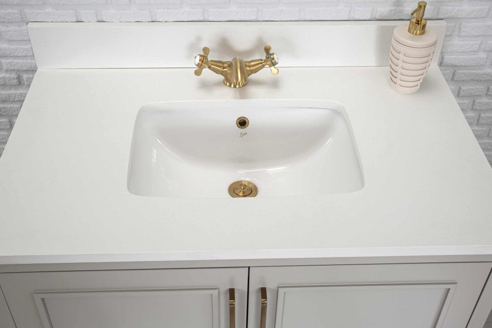 Albia Collection 36" Bathroom Vanity With Sink, Mirror, Countertop, Gray