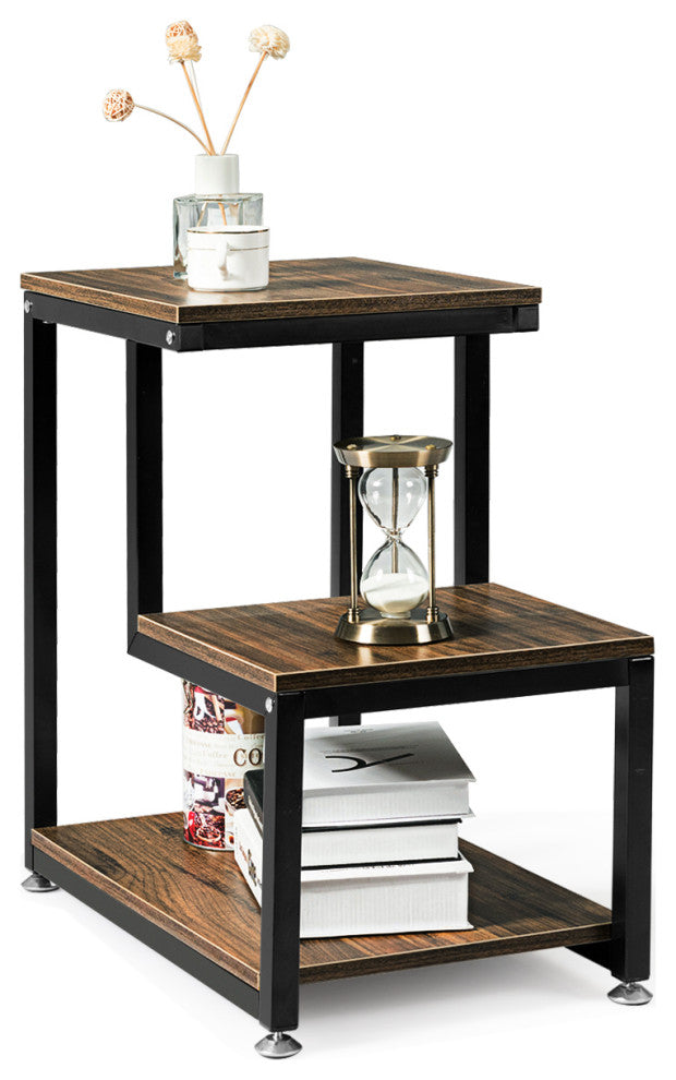 Costway 3-Tier End Table Side Table Night Stand W/Storage Shelf for Living Room