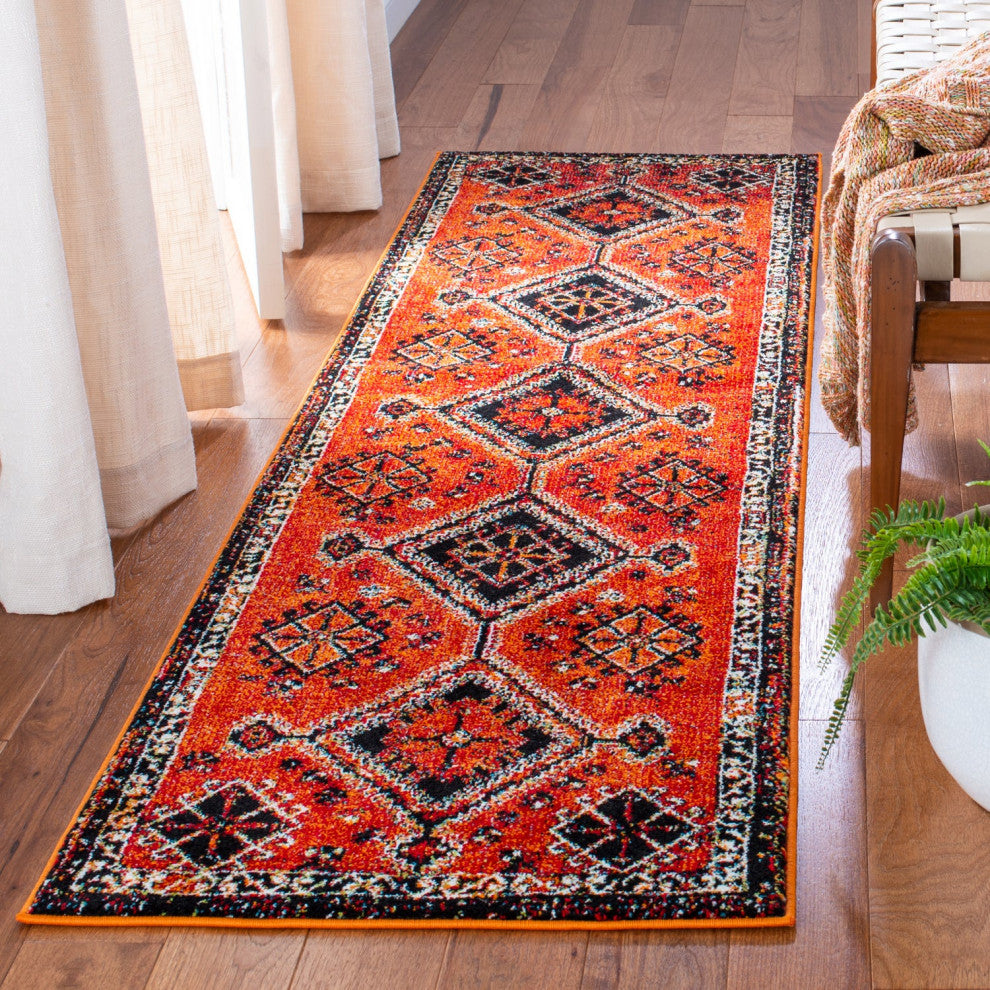 Safavieh Vintage Hamadan Vth293P Traditional Rug, Orange and Red, 5'3"x7'6"