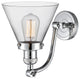 1-Light Large Cone 8" Sconce, Polished Chrome, Glass: Clear