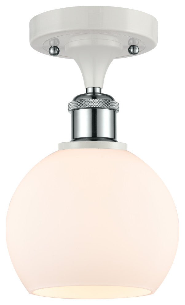 Innovations 516-1C-WPC-G121-6 1 Light Semi-Flush Mount, White, Polished Chrome