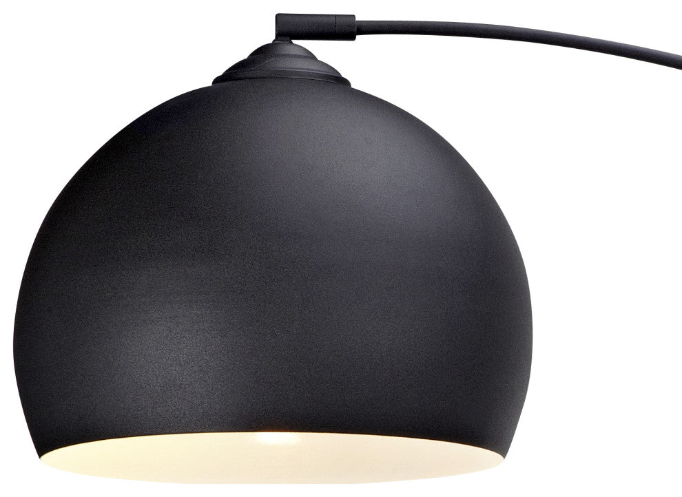 Arc Floor Lamp, Black Shade and Marble Base