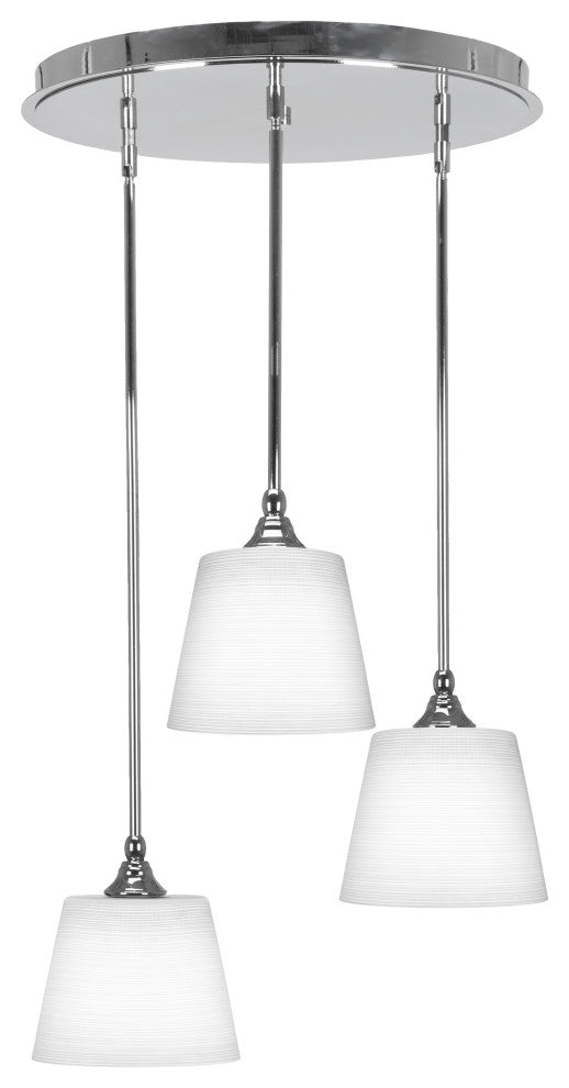 Empire 3-Light Cluster Pendalier, Chrome/White Matrix