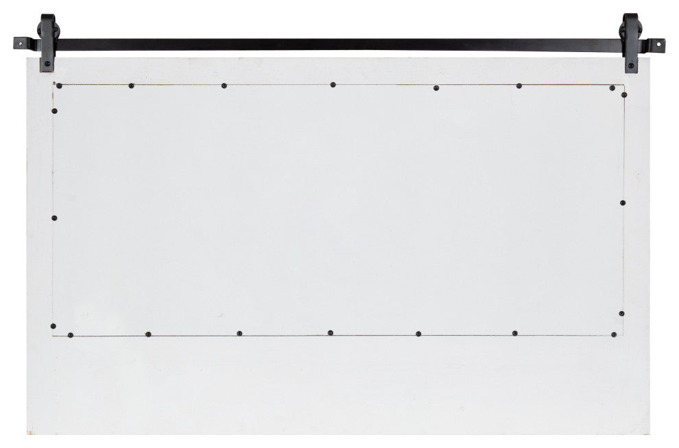 Cates Framed Wall Mirror with Shelf and Hooks, White 42x27
