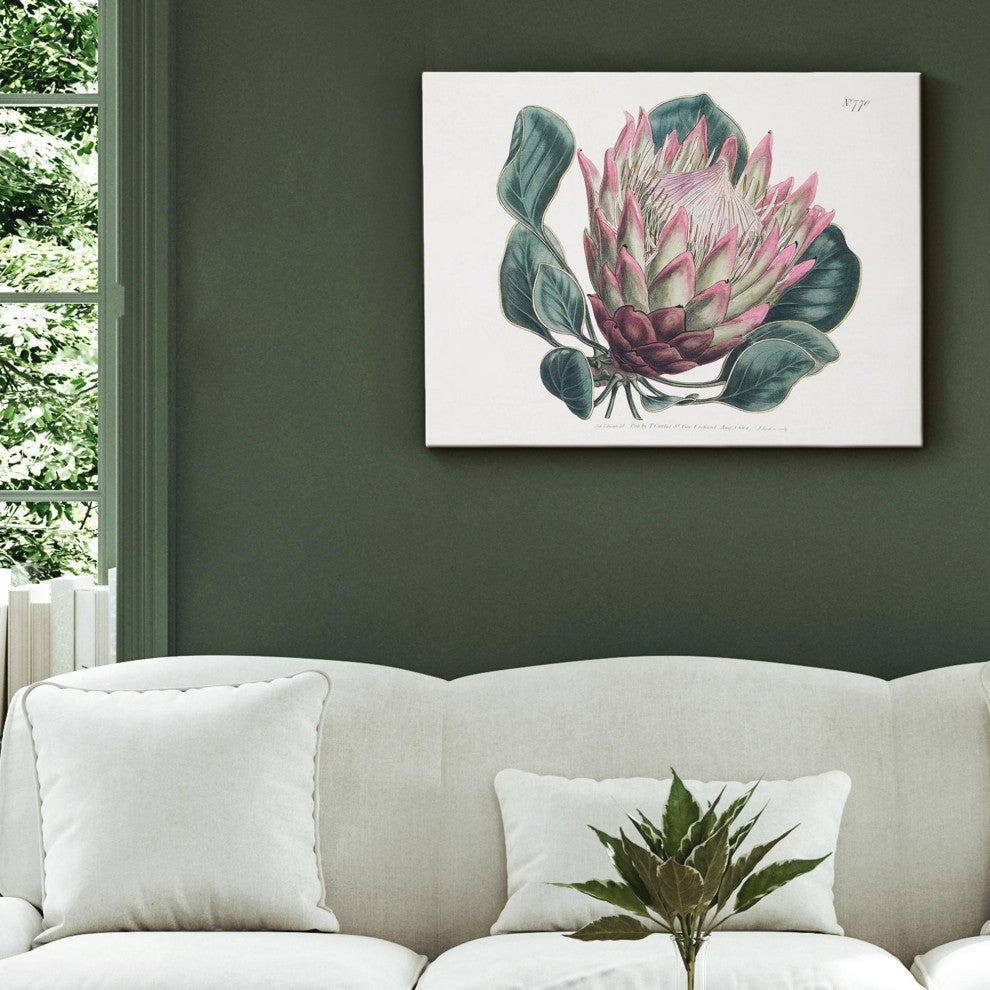 American Art Decor Dragon Leaf Flower Floral Canvas Wall Art Print - 12"x16"