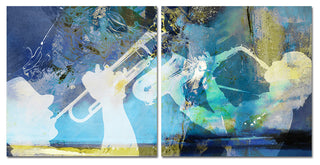 Trombone and Sax Canvas Wall Art, 2-Piece Set